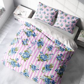 Monohome Blue Line 3D Pamuk Saten Çift Kişilik 200x220 cm Nevresim Takımı