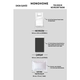 Monohome Blue Line 3D Pamuk Saten Çift Kişilik 200x220 cm Nevresim Takımı