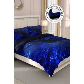 Monohome Blue Night 3D Pamuk Saten Çift Kişilik Nevresim Takımı