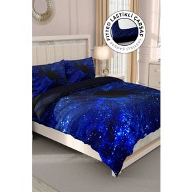 Monohome Blue Night 3D Pamuk Saten Çift Kişilik Nevresim Takımı
