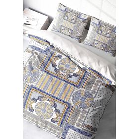 Monohome Blue Patchwork 3d Pamuk Saten Çift Kişilik Nevresim Takımı