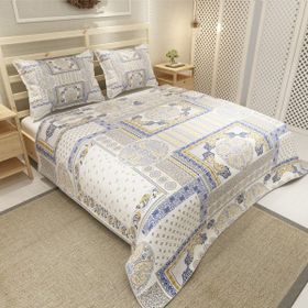 Monohome Blue Patchwork Jakar Dokuma Pamuklu 3D Dijital Baskı Pike Takım