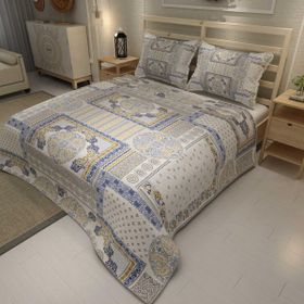 Monohome Blue Patchwork Jakar Dokuma Pamuklu 3d Dijital Baskı Pike Takımı