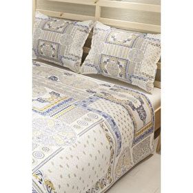 Monohome Blue Patchwork Jakar Dokuma Pamuklu 3d Dijital Baskı Pike Takımı