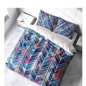 Monohome Blue Pattern 3d Pamuk Saten Çift Kişilik Nevresim Takımı