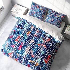 Monohome Blue Pattern 3d Pamuk Saten Çift Kişilik Nevresim Takımı