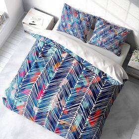 Monohome Blue Pattern 3d Pamuk Saten Çift Kişilik Nevresim Takımı