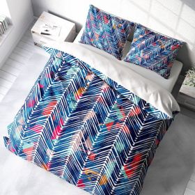 Monohome Blue Pattern 3d Pamuk Saten Çift Kişilik Nevresim Takımı