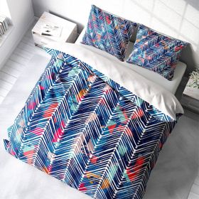 Monohome Blue Pattern 3d Pamuk Saten Çift Kişilik Nevresim Takımı