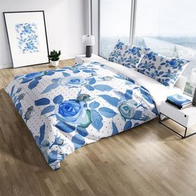 Monohome Blue Rose 3D Pamuk Saten Çift Kişilik 200x220 cm Nevresim Takımı