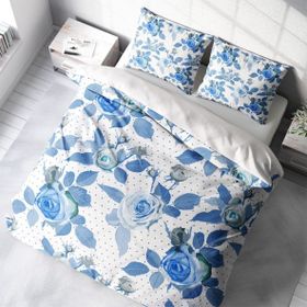 Monohome Blue Rose 3D Pamuk Saten Çift Kişilik 200x220 cm Nevresim Takımı