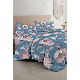 Monohome Blue Rose 3D Pamuk Saten Çift Kişilik 200x220 cm Nevresim Takımı