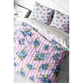 Monohome Blue Scattered Rose Naturel Çift Kişilik Nevresim Takımı