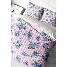 Monohome Blue Scattered Rose Naturel Çift Kişilik Nevresim Takımı
