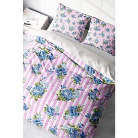 Monohome Blue Scattered Rose Naturel Çift Kişilik Nevresim Takımı