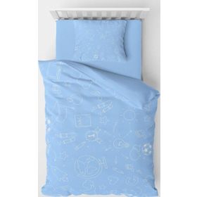 Monohome Blue School 3d Pamuk Saten Çocuk Nevresim Takımı