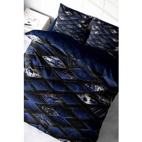 Monohome Blue Suite 3D Pamuk Saten Çift Kişilik Nevresim Takım