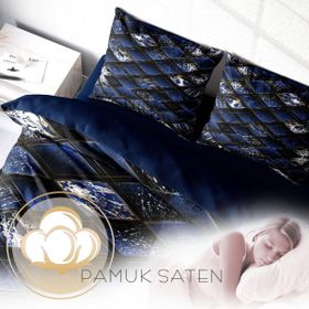 Monohome Blue Suite 3D Pamuk Saten Çift Kişilik Nevresim Takım