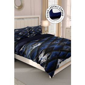 Monohome Blue Suite 3D Pamuk Saten Çift Kişilik Nevresim Takım