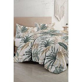 Monohome Botanik Palm 3D Pamuk Saten Çift Kişilik Nevresim Takımı