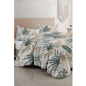 Monohome Botanik Palm 3D Pamuk Saten Çift Kişilik Nevresim Takımı