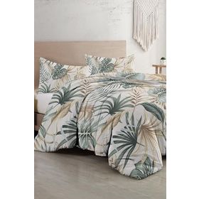 Monohome Botanik Palm 3D Pamuk Saten Çift Kişilik Nevresim Takımı