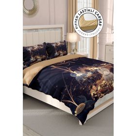Monohome Brown Lotus 3d Pamuk Saten Çift Kişilik Nevresim Takımı
