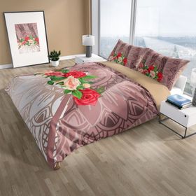Monohome Brown & Rose 3D Pamuk Saten Çift Kişilik 200x220 cm Nevresim Takımı