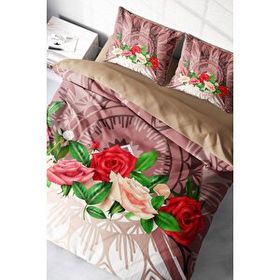 Monohome Brown Roses 3D Çift Kişilik King Size Nevresim Takımı