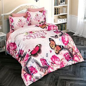 Monohome Butterfly 2 3d Pamuk Saten Çift Kişilik Nevresim Takımı