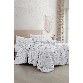 Monohome Butterfly Flower Luxury Pamuk Saten Çift Kişilik Nevresim Takımı