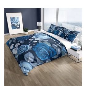 Monohome Cattleya Blue Flower 3D Pamuk Saten Çift Kişilik Nevresim Takımı
