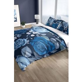 Monohome Cattleya Blue Flower 3D Pamuk Saten Çift Kişilik Nevresim Takımı