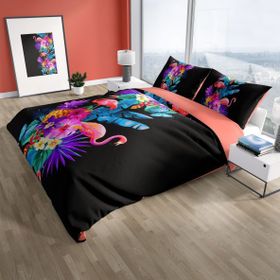 Monohome Cattleya Flamingo III 3D Pamuk Saten Çift Kişilik Nevresim Takımı