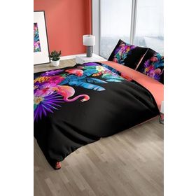 Monohome Cattleya Flamingo III 3D Pamuk Saten Çift Kişilik Nevresim Takımı
