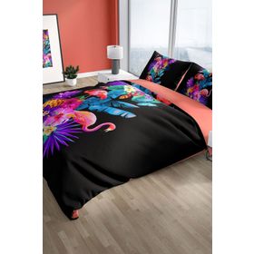 Monohome Cattleya Flamingo III 3D Pamuk Saten Çift Kişilik Nevresim Takımı