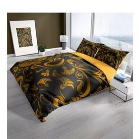 Monohome Cattleya Gold Leaves 3d Pamuk Saten Çift Kişilik Nevresim Takımı