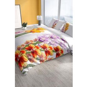 Monohome Cattleya Orchid 3d Pamuk Saten Çift Kişilik Nevresim Takımı