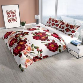 Monohome Cattleya Red Rose 3d Pamuk Saten Çift Kişilik Nevresim Takımı