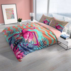 Monohome Cattleya Turkuaz Flamingo 3D Çift Kişilik Nevresim Takımı
