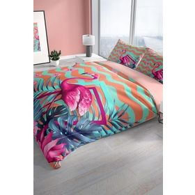 Monohome Cattleya Turkuaz Flamingo 3D Çift Kişilik Nevresim Takımı