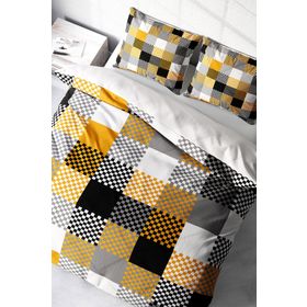 Monohome Checkers 3D Pamuk Saten Çift Kişilik 200x220 cm Nevresim Takımı