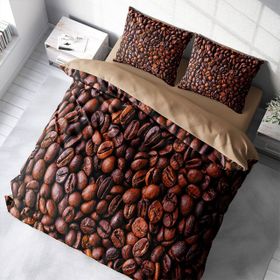 Monohome Coffee Duvet 3D Pamuk Saten Çift Kişilik Nevresim Takımı Seti