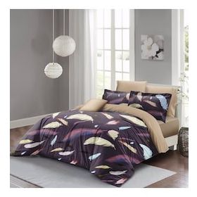 Monohome Colorful Feather 3D Pamuk Saten Çift Kişilik Nevresim Takımı