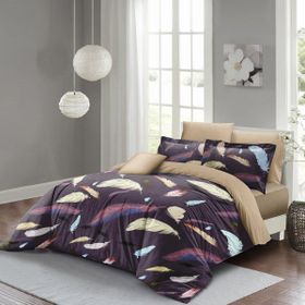 Monohome Colorful Feather 3D Pamuk Saten Çift Kişilik Nevresim Takımı