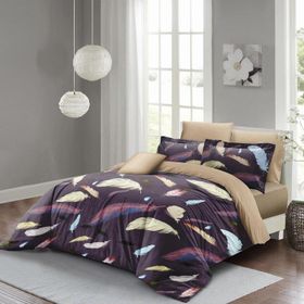 Monohome Colorful Feather 3D Pamuk Saten Çift Kişilik Nevresim Takımı