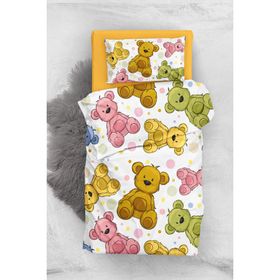 Monohome Colorful Teddy Bear 3D Pamuk Saten Bebek Nevresim Takım
