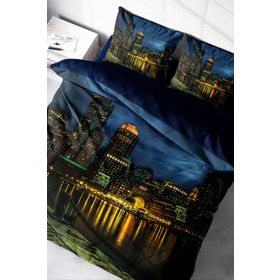 Monohome Dark City 3D Pamuk Saten Çift Kişilik 200x220 cm Nevresim Takımı