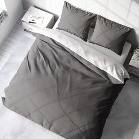 Monohome Deluxe Çift Taraflı Pamuk Ranforce Gri Beyaz 200x220 cm Çift Kişilik Nevresim Takımı