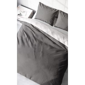 Monohome Deluxe Çift Taraflı Pamuk Ranforce Gri Beyaz 200x220 cm Çift Kişilik Nevresim Takımı